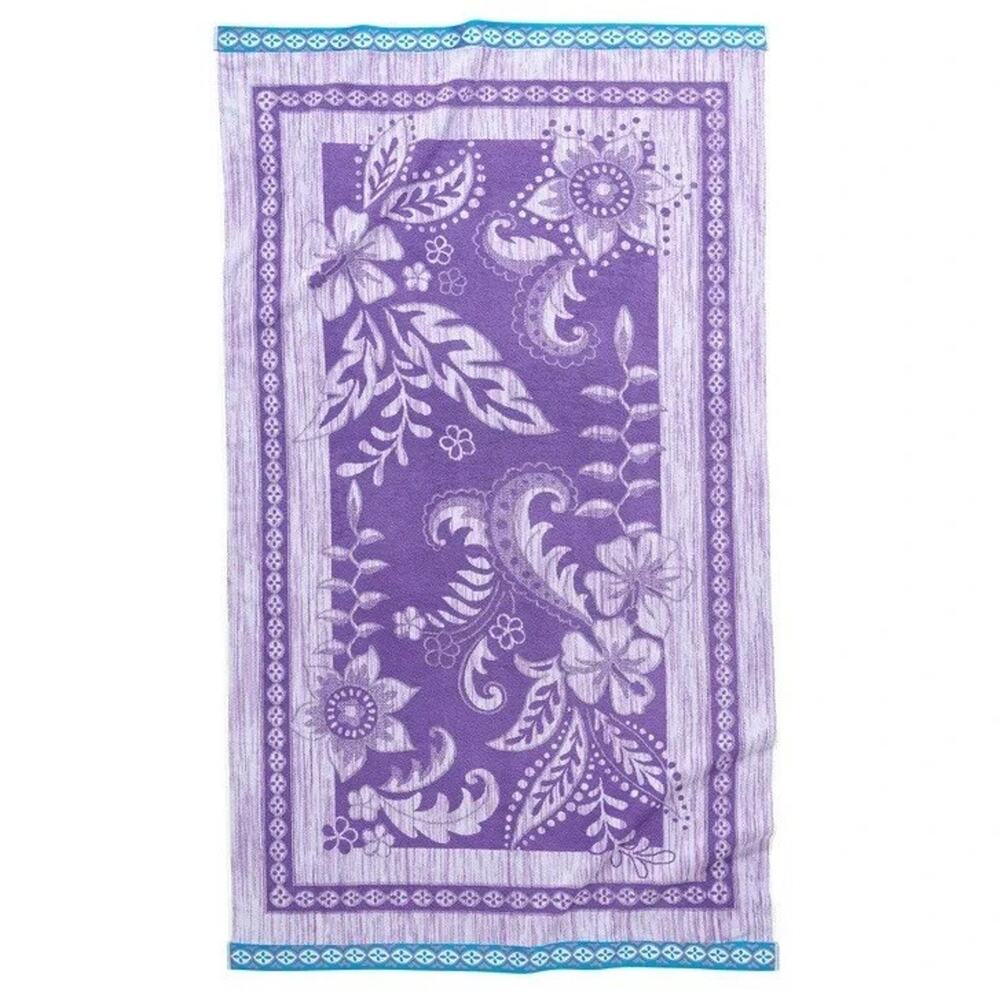 2 Pack Beach Towels 40x72 Purple Jungle Jacquard 100% Cotton Oversized NEW